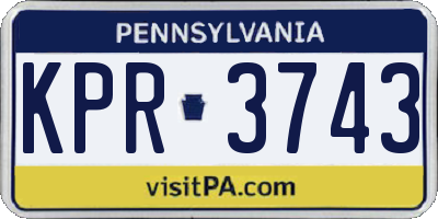 PA license plate KPR3743