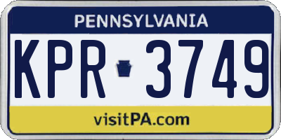 PA license plate KPR3749