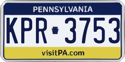 PA license plate KPR3753
