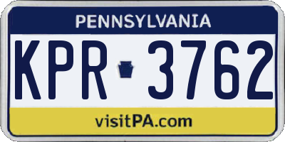 PA license plate KPR3762
