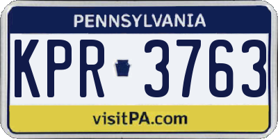 PA license plate KPR3763