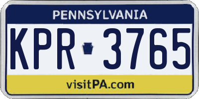 PA license plate KPR3765