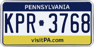 PA license plate KPR3768