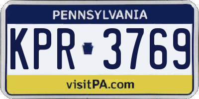 PA license plate KPR3769