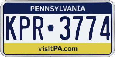 PA license plate KPR3774
