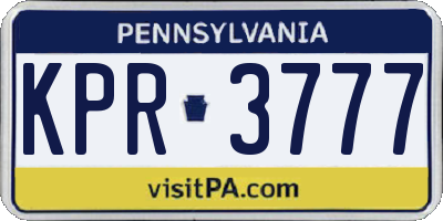 PA license plate KPR3777