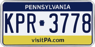PA license plate KPR3778