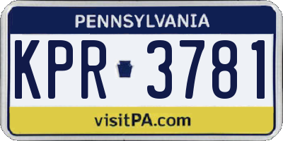 PA license plate KPR3781
