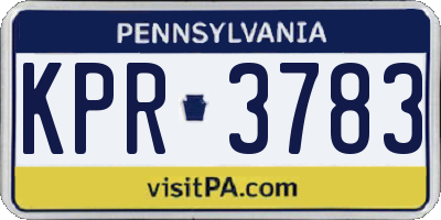 PA license plate KPR3783