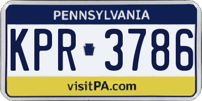 PA license plate KPR3786