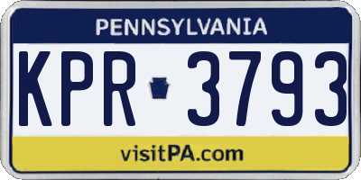 PA license plate KPR3793