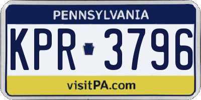 PA license plate KPR3796