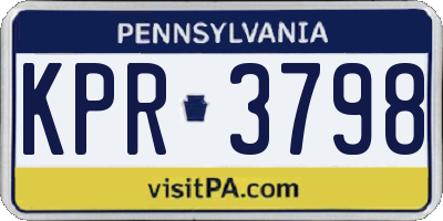 PA license plate KPR3798