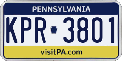 PA license plate KPR3801