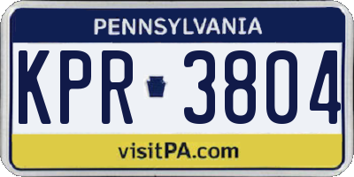 PA license plate KPR3804