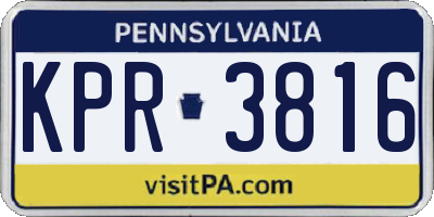 PA license plate KPR3816