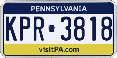 PA license plate KPR3818