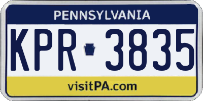 PA license plate KPR3835