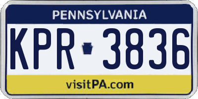 PA license plate KPR3836