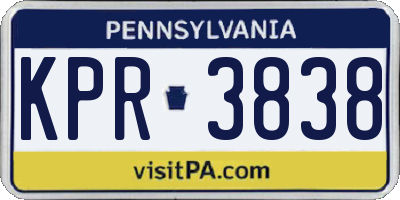 PA license plate KPR3838