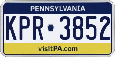 PA license plate KPR3852