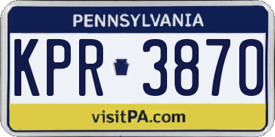 PA license plate KPR3870