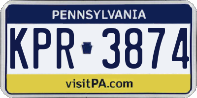 PA license plate KPR3874