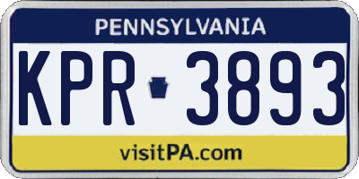 PA license plate KPR3893