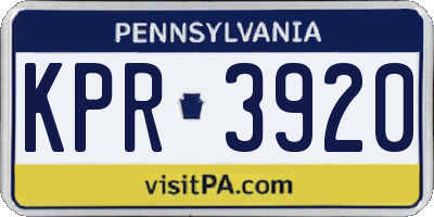 PA license plate KPR3920