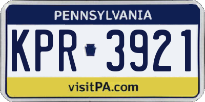 PA license plate KPR3921