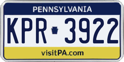 PA license plate KPR3922