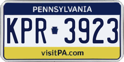 PA license plate KPR3923