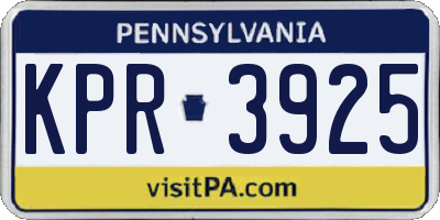 PA license plate KPR3925