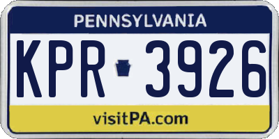 PA license plate KPR3926