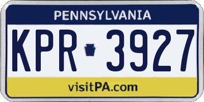 PA license plate KPR3927