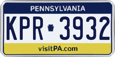 PA license plate KPR3932