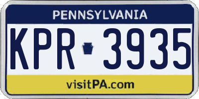 PA license plate KPR3935