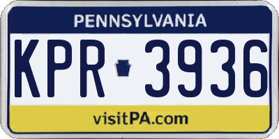 PA license plate KPR3936