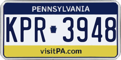 PA license plate KPR3948