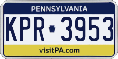 PA license plate KPR3953