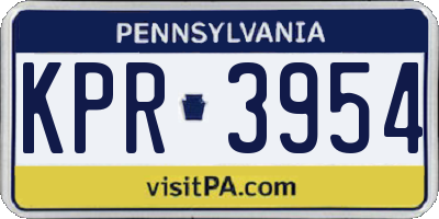 PA license plate KPR3954
