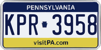 PA license plate KPR3958
