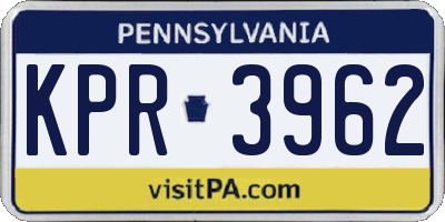 PA license plate KPR3962
