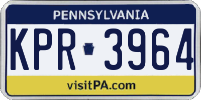 PA license plate KPR3964