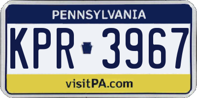PA license plate KPR3967