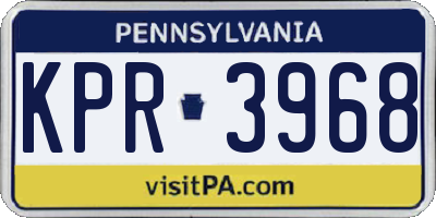 PA license plate KPR3968