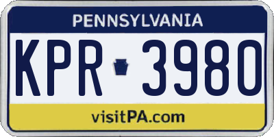 PA license plate KPR3980