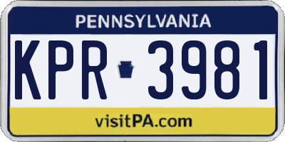 PA license plate KPR3981
