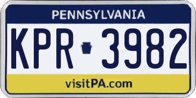 PA license plate KPR3982