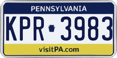 PA license plate KPR3983